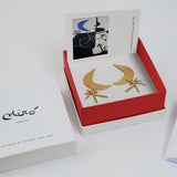 Miro Gold Earrings Moon and Star