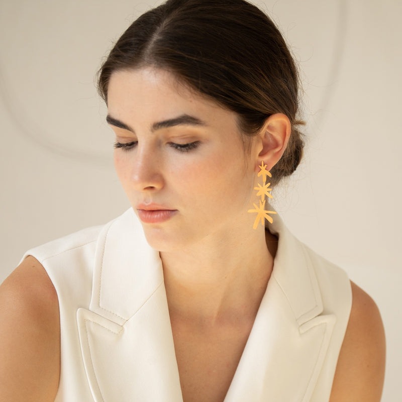 Miro Gold Earrings Long Star Drops