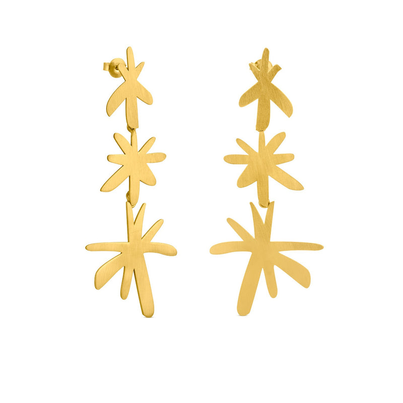 Miro Gold Earrings Long Star Drops