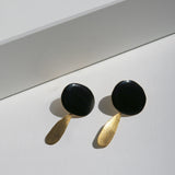 Miro Gold Earrings Black Drop Large