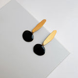 Miro Gold Earrings Black Drop Large