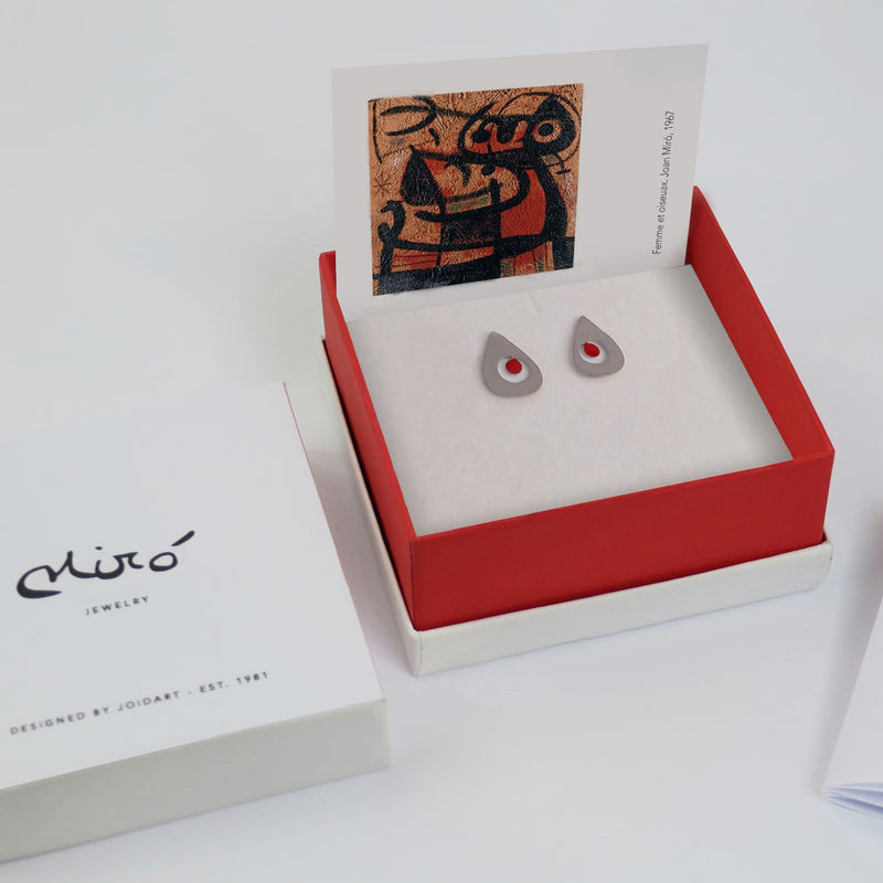 Miro Silver Earrings Red Inside Drop