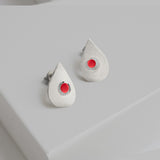 Miro Silver Earrings Red Inside Drop