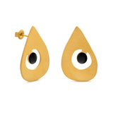 Miro Gold Earrings Black Inside Drop