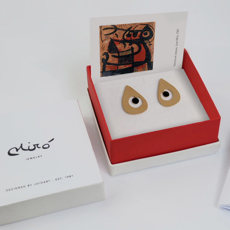 Miro Gold Earrings Black Inside Drop