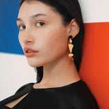 Miro Gold Statement Earrings Black and Red