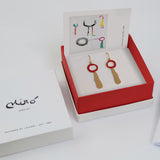 Miro Gold Hook Earrings Red