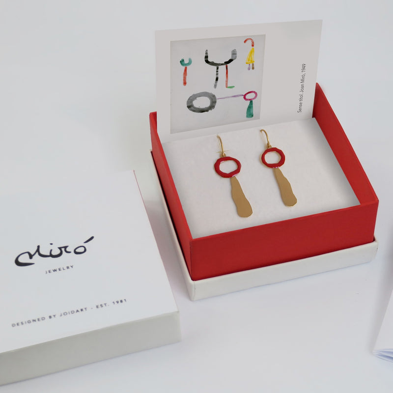 Miro Gold Hook Earrings Red