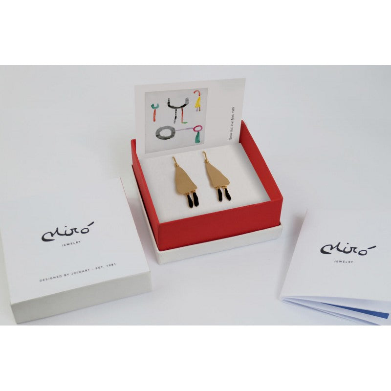Miro Gold Hook Earrings Black