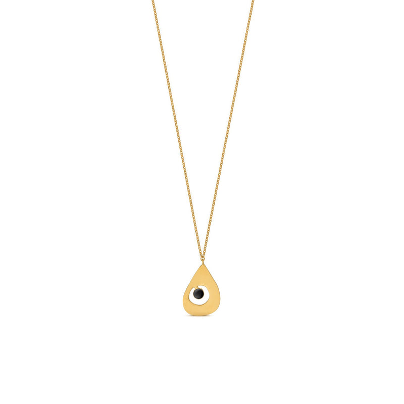 Miro Gold Necklace Black Drop Pendant