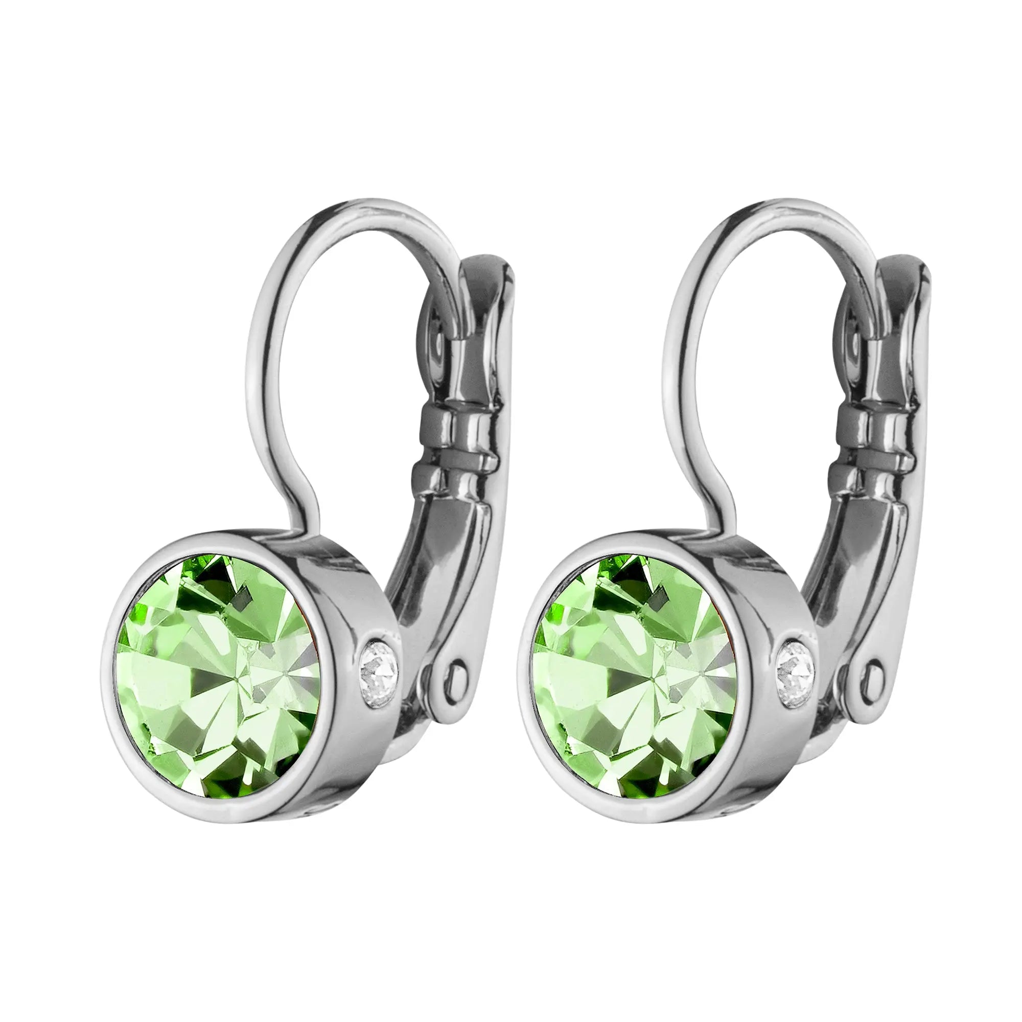 Madu Shiny Silver French Hook Earrings, Light Green Dyrberg/Kern NZ