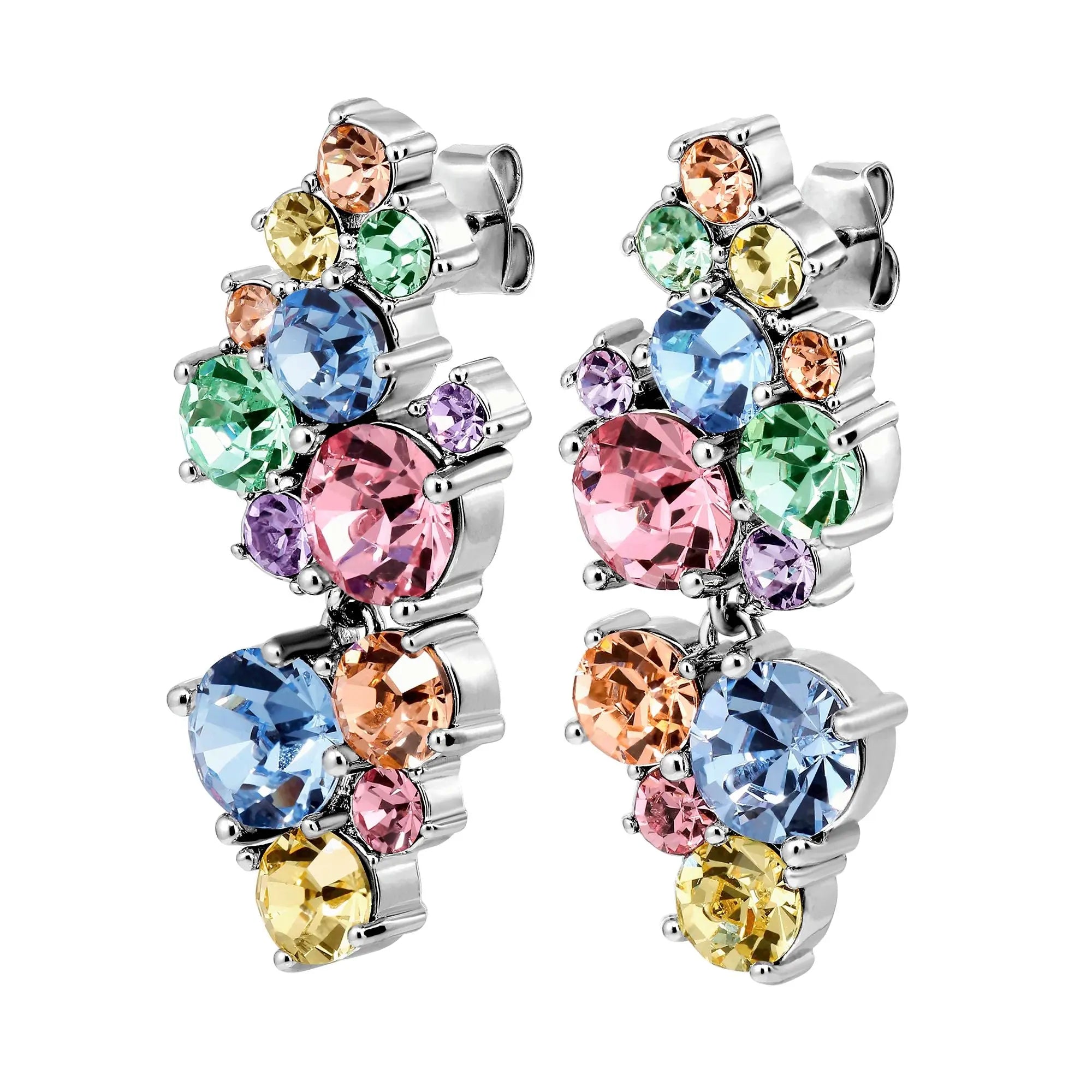 Large statement earrings with multiple cut crystals