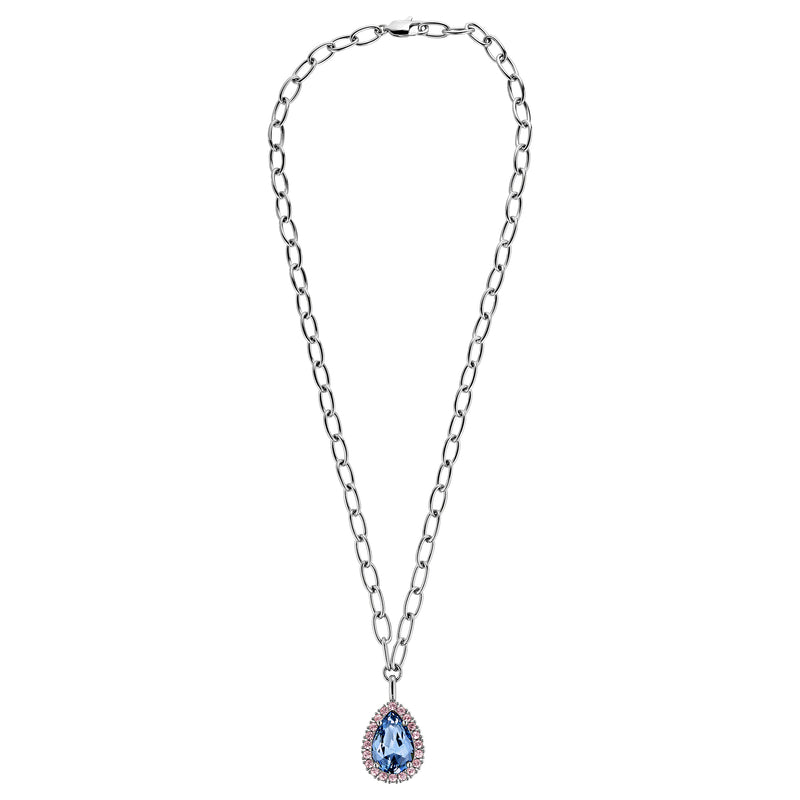 Metta Shiny Silver Necklace - Light Blue / Rose