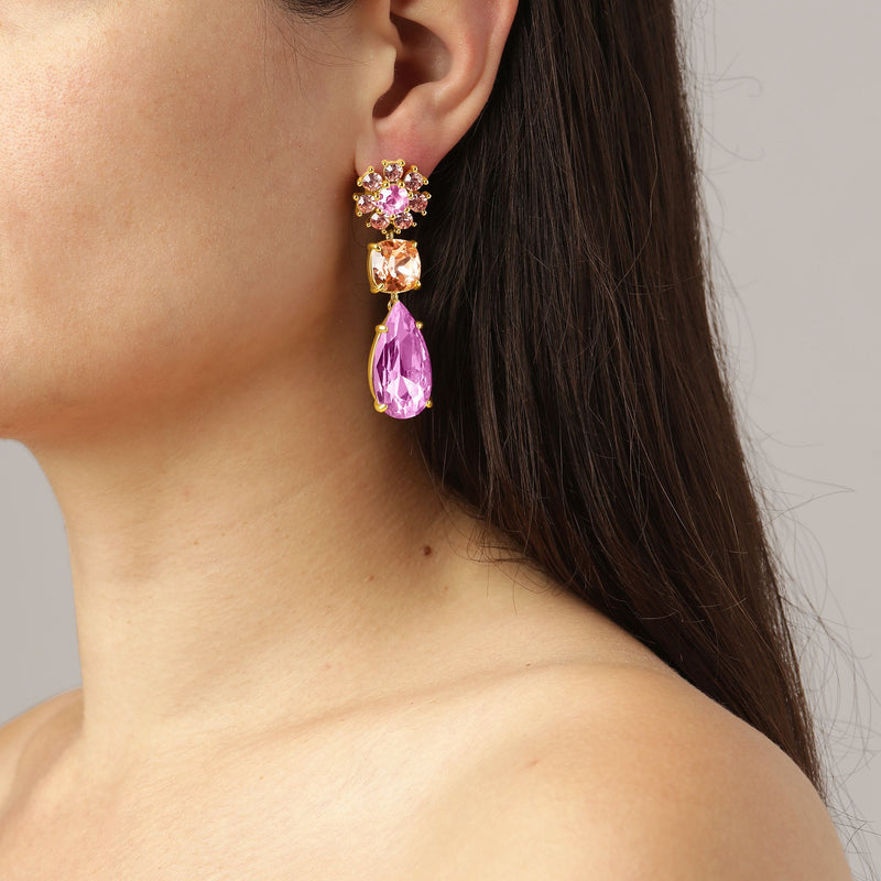 Misia Gold Earrings - Rose / Peach