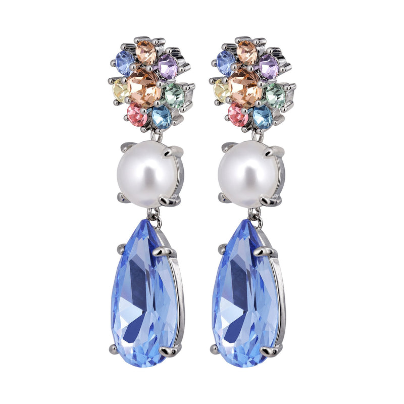 Misia Shiny Silver Earrings - Light Blue / Pastel