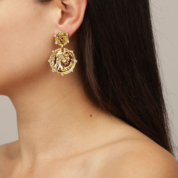 Monza Gold Earrings - Crystal