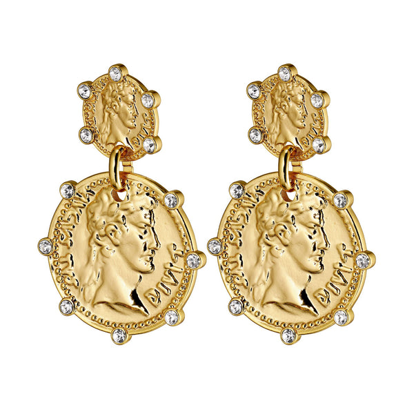 Monza Gold Earrings - Crystal