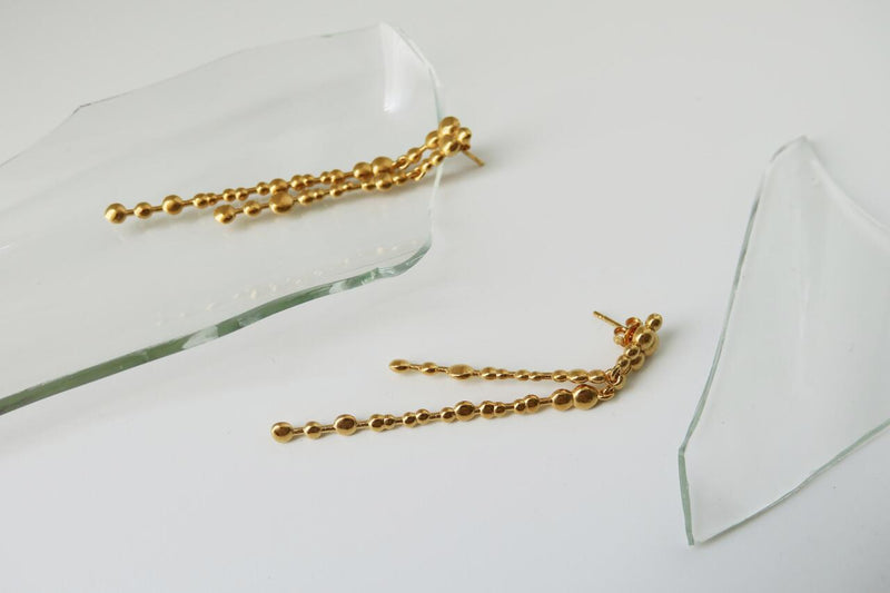 Malvasia Gold Earrings Long Double Drop