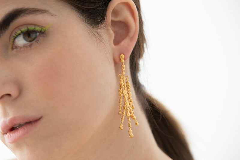 Malvasia Gold Earrings Long Multi Drop