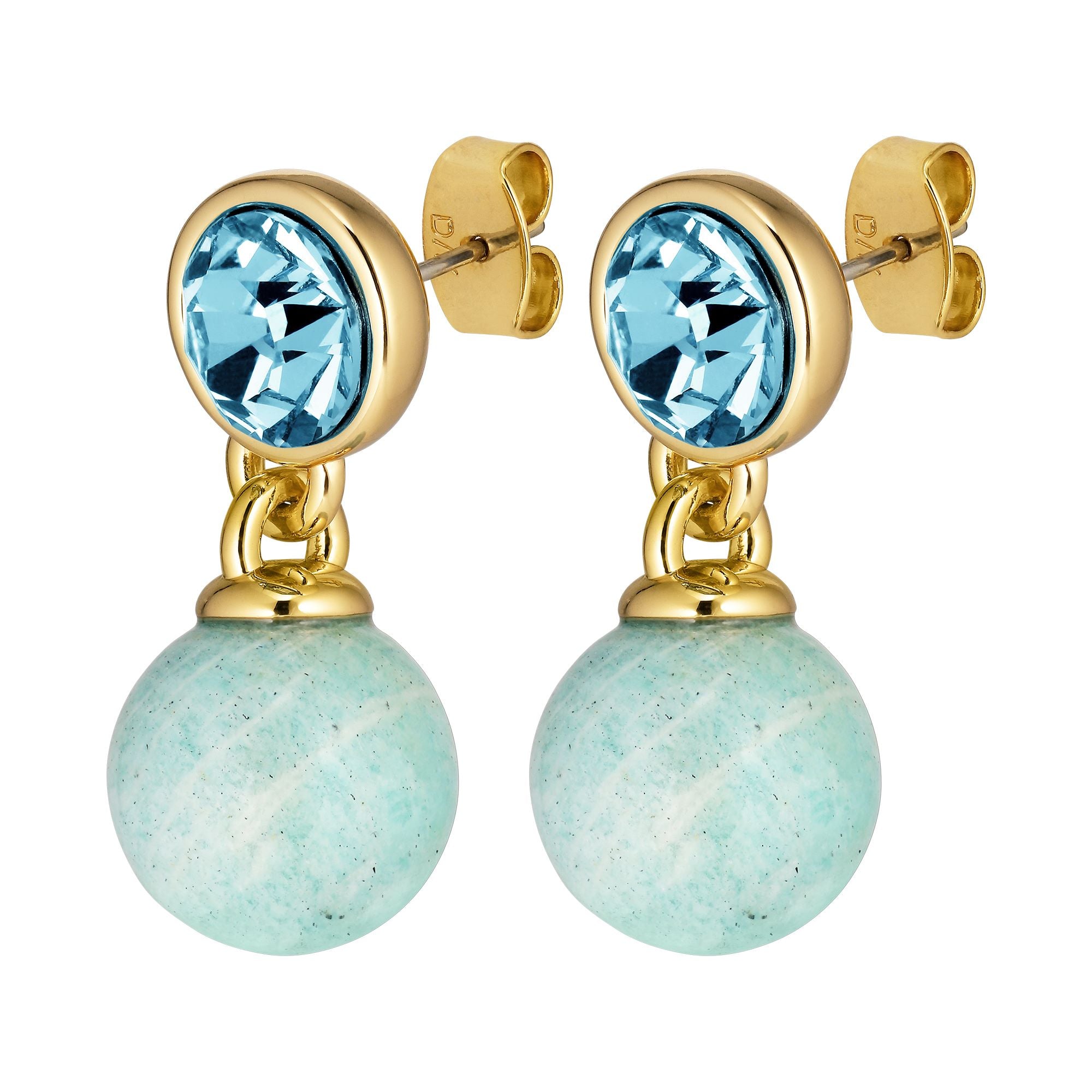 Naomi Gold Earrings - Aqua
