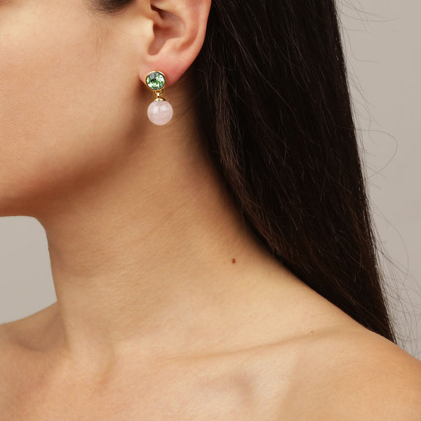 Naomi Gold Earrings - Light  Green / Rose
