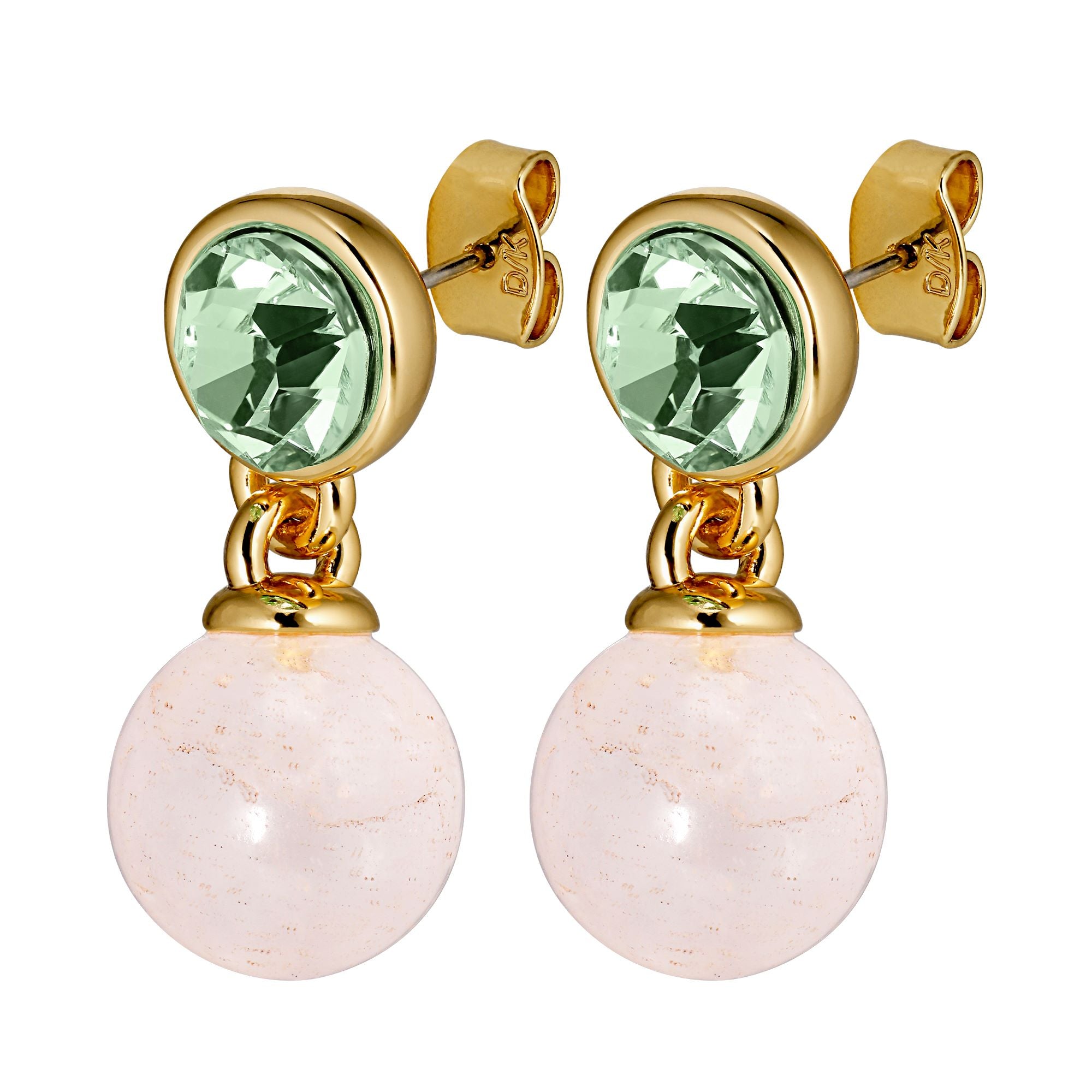 Naomi Gold Earrings - Light  Green / Rose