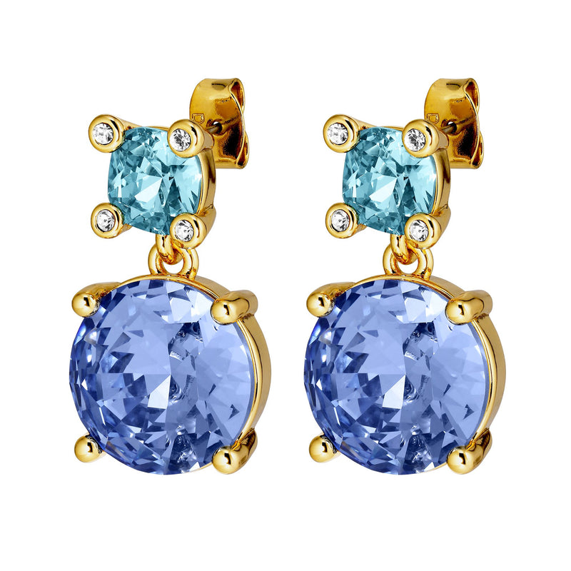 Nicola Gold Earrings - Light Blue / Aqua