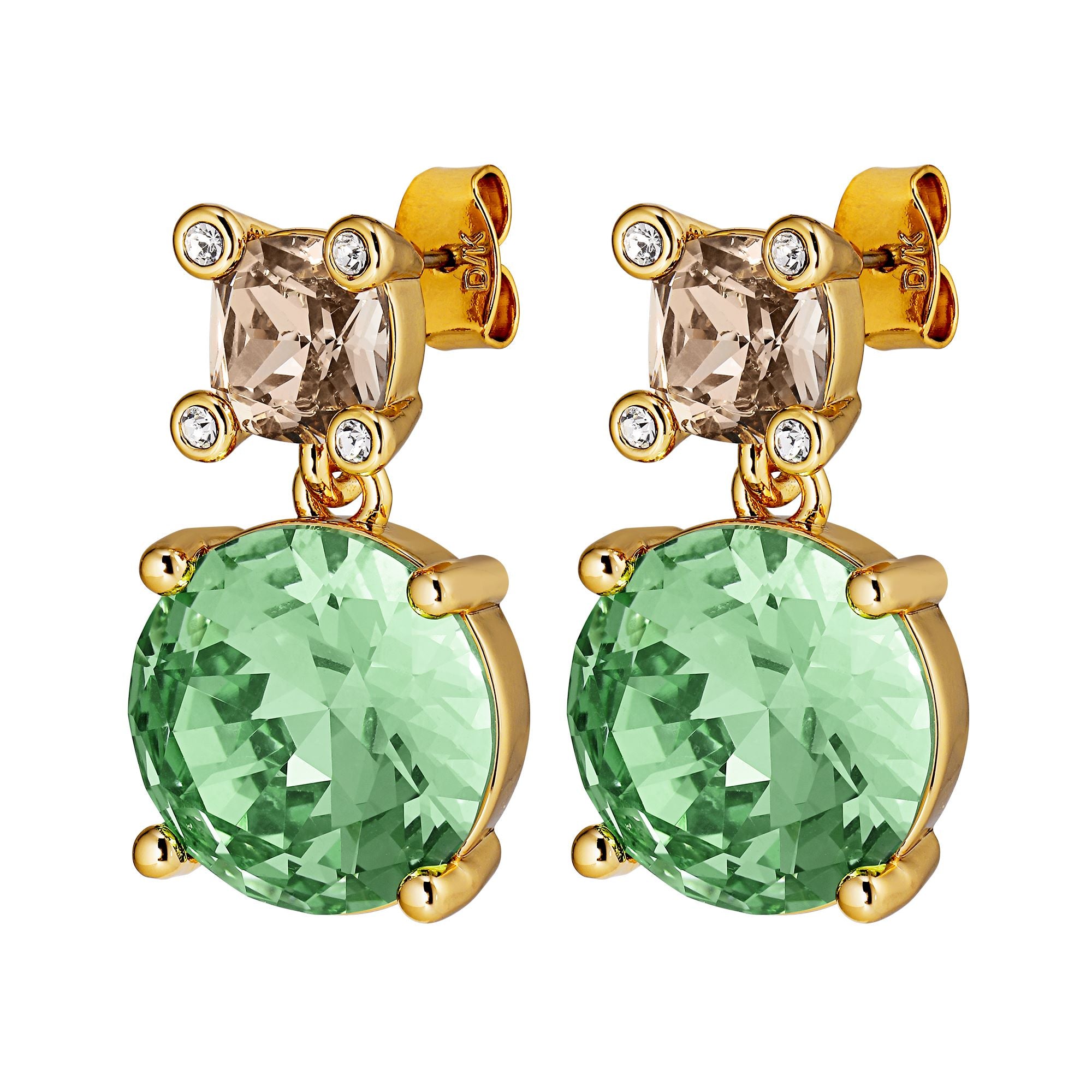 Nicola Gold Earrings - Light Green / Golden