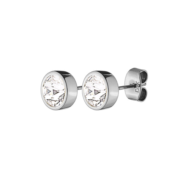 Nobles Shiny Silver Earrings - Crystal
