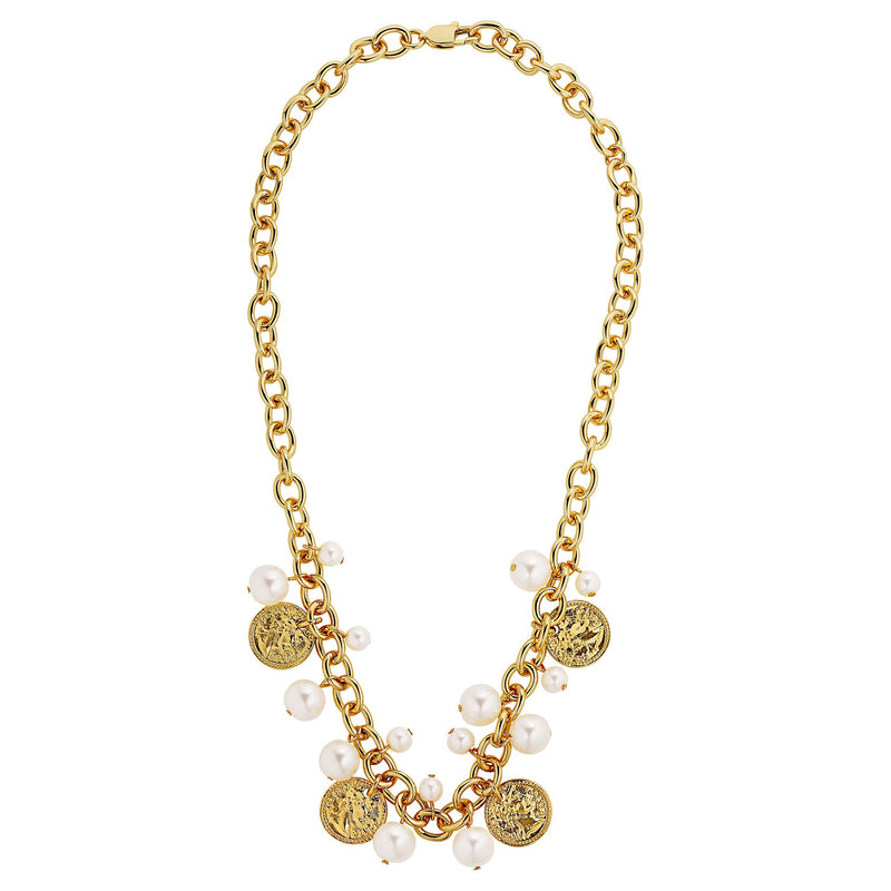 Penelope Gold Necklace - White Pearl