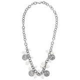 Penelope Shiny Silver Necklace - White Pearl