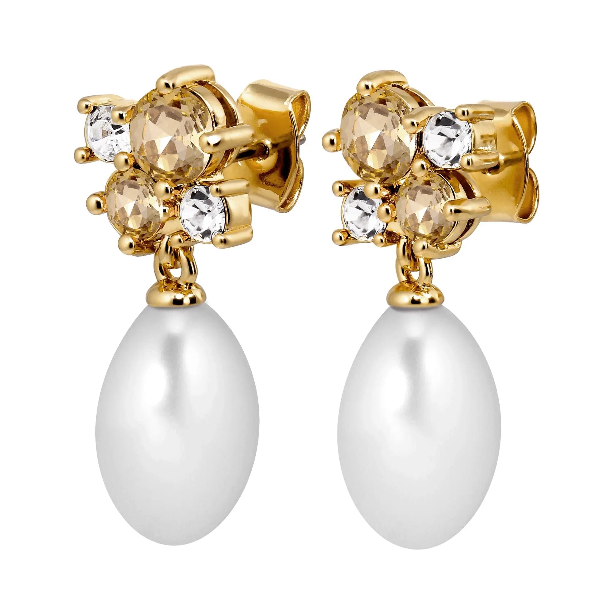Petun Gold Pearl Drop Earrings, Golden / White Pearl Dyrberg/Kern NZ