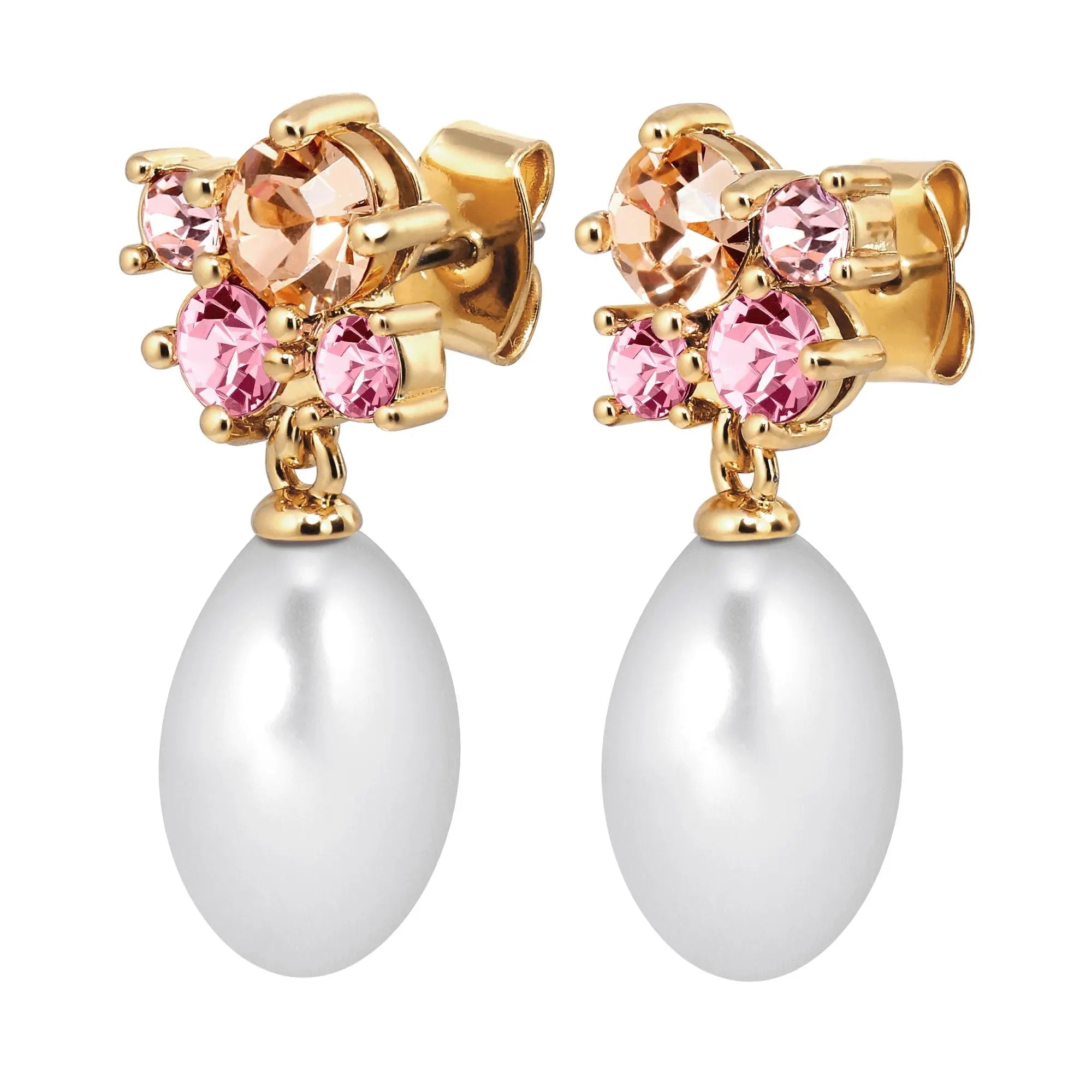 Petun Gold Pearl Drop Earrings, Rose / White Pearl Dyrberg/Kern NZ