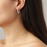 Raquel Shiny Silver Earrings - Crystal