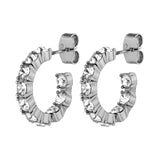 Raquel Shiny Silver Earrings - Crystal