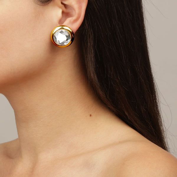 Rivoli Gold Earrings - White Pearl