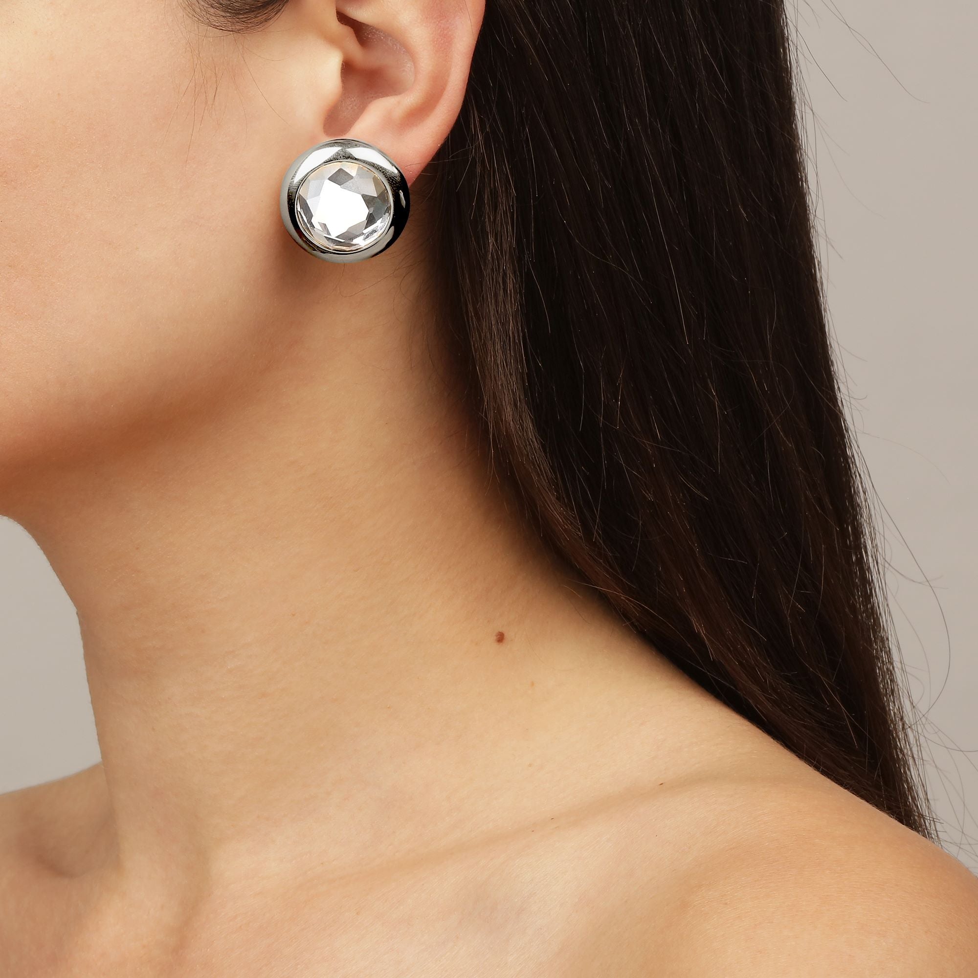 Rivoli Shiny Silver Earrings