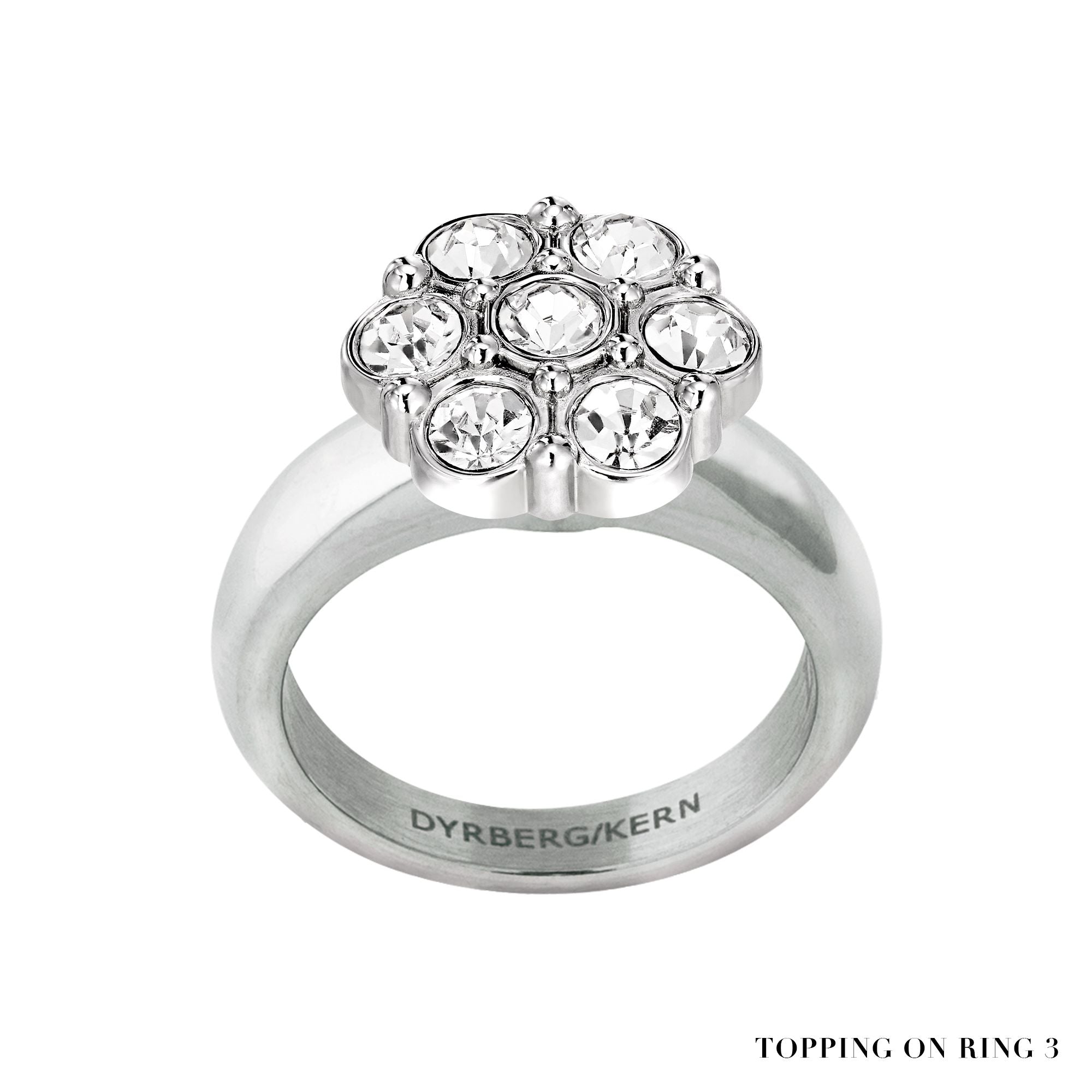 Salma Shiny Silver Interchangeable Ring Topper - Crystal