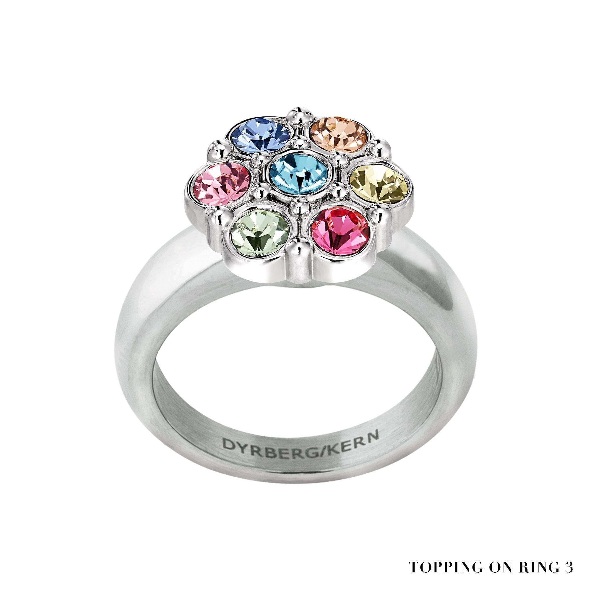 Salma Shiny Silver Interchangeable Ring Topper - Pastel Multi