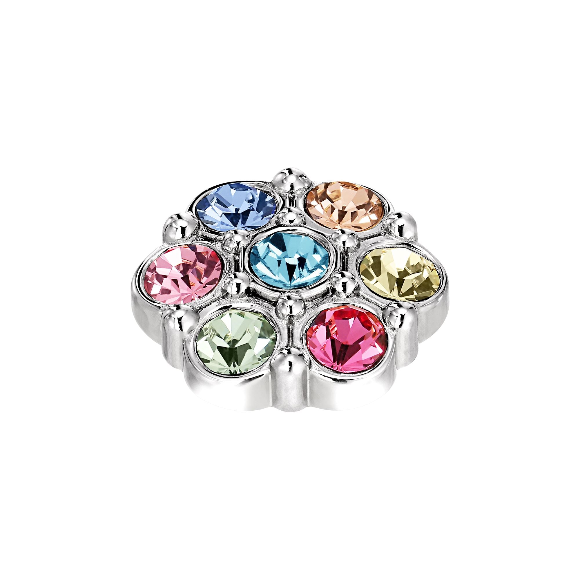 Salma Shiny Silver Interchangeable Ring Topper - Pastel Multi