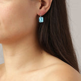 Segin Shiny Silver Earrings - Aqua