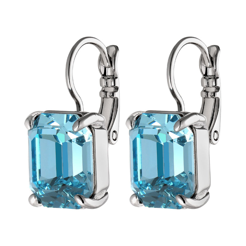 Segin Shiny Silver Earrings - Aqua