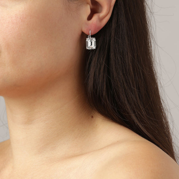 Segin Shiny Silver Earrings - Crystal