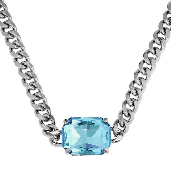 Tagona Shiny Silver Necklace - Aqua