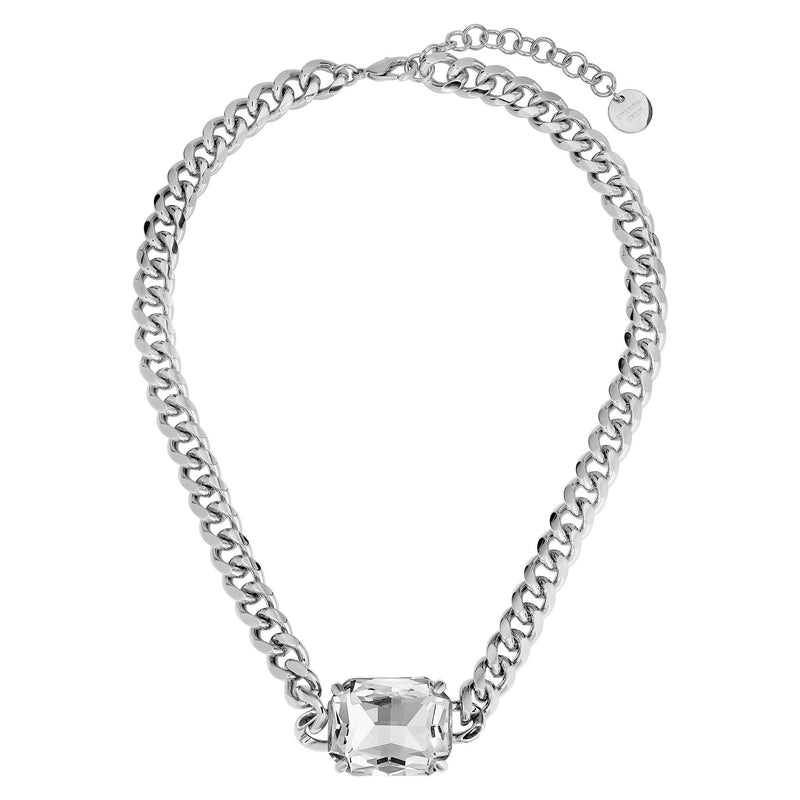 Tagona Shiny Silver Necklace - Crystal