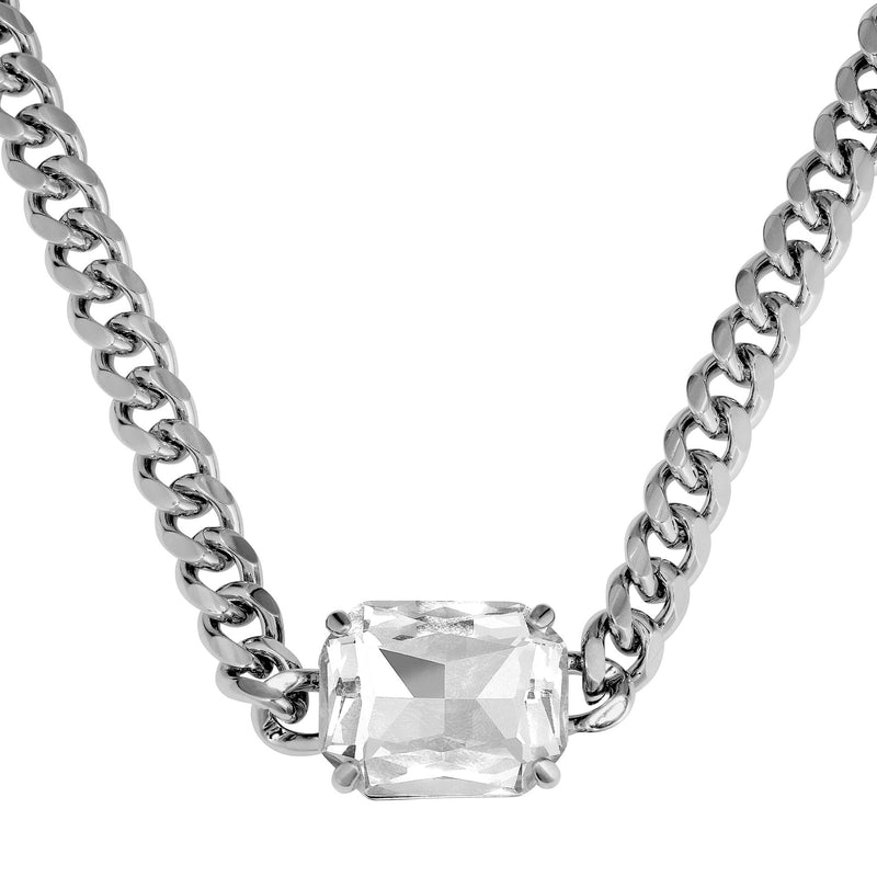 Tagona Shiny Silver Necklace - Crystal