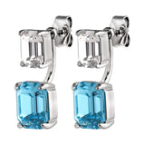 Teti Shiny Silver Earrings - Aqua / Crystal