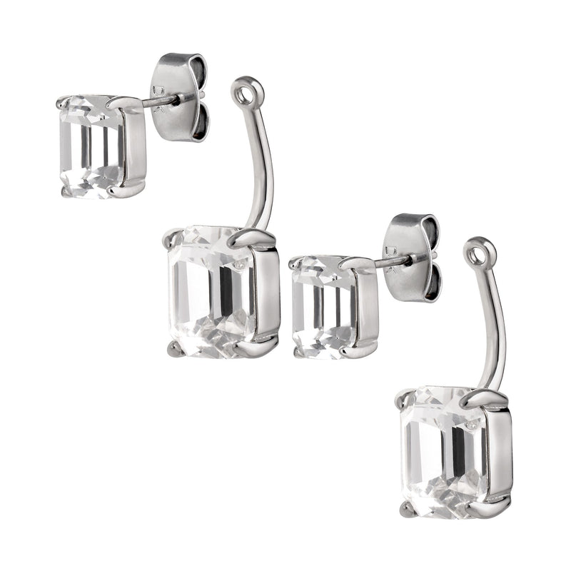 Teti Shiny Silver Earrings - Crystal