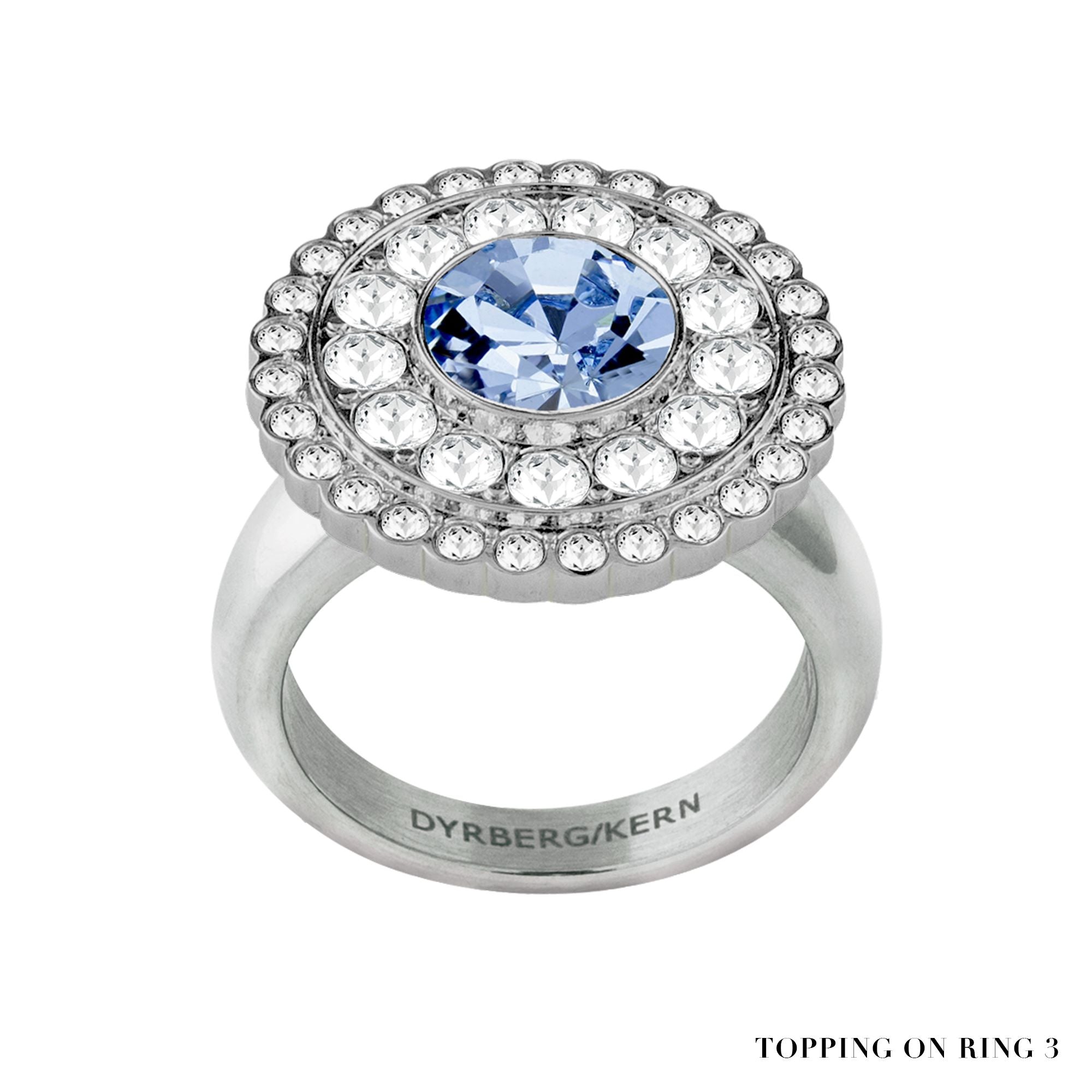 Value Shiny Silver Interchangeable Ring Topper - Light Blue / Crystal