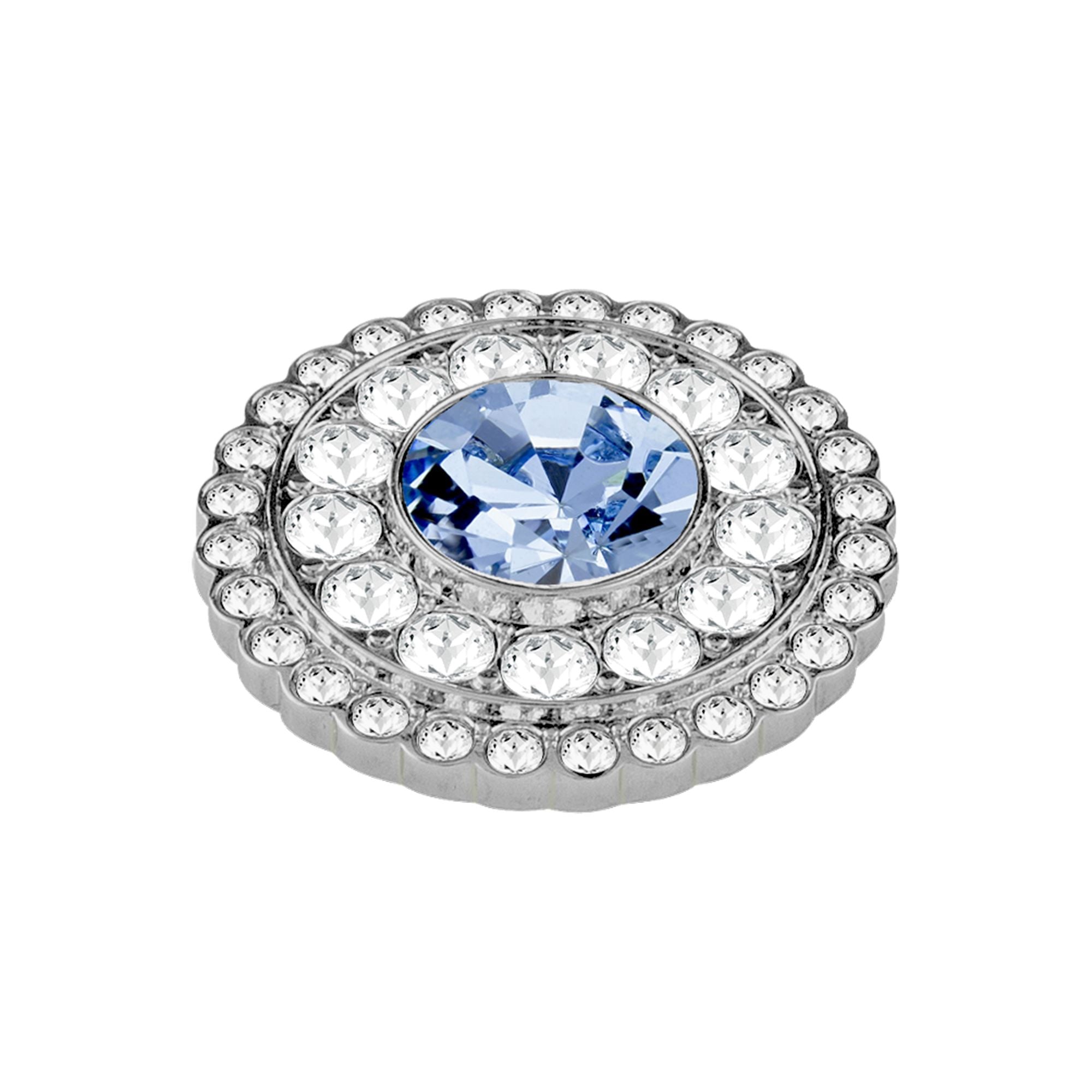 Value Shiny Silver Interchangeable Ring Topper - Light Blue / Crystal